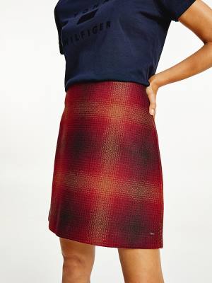 Red Tommy Hilfiger Shadow Check Mini Women's Skirts | TH173LKC