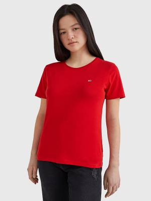 Red Tommy Hilfiger Soft Jersey Women's T Shirts | TH381CLO