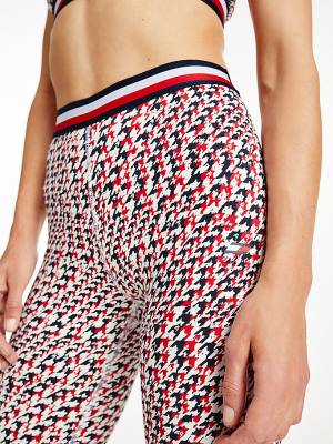 Red Tommy Hilfiger Sport Full Length Houndstooth Women's Leggings | TH194WKV