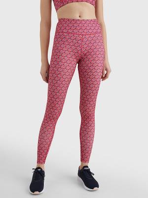 Red Tommy Hilfiger Sport Print Full Length Women's Leggings | TH173VJQ