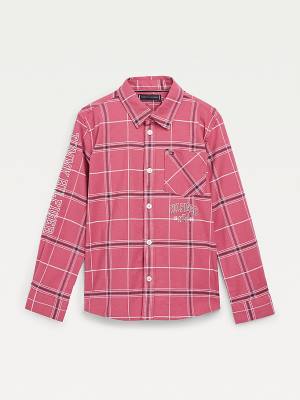 Red Tommy Hilfiger Stretch Oxford Cotton Check Boys' Shirts | TH160NVP