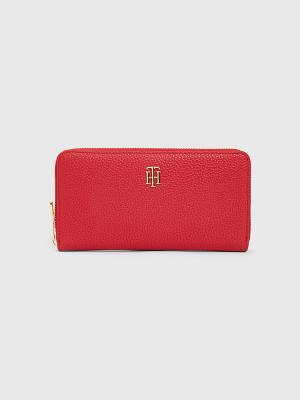 Red Tommy Hilfiger TH Monogram Large Zip-Around Women's Wallets | TH250OUB