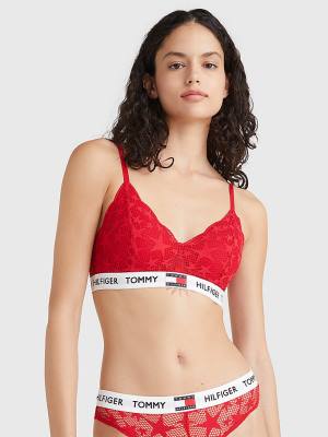 Red Tommy Hilfiger Tommy 85 Star Lace Non-Wired Push-Up Bra Women's Underwear | TH521FAZ