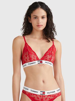 Red Tommy Hilfiger Tommy 85 Star Lace Triangle Bra Women's Underwear | TH954ISB