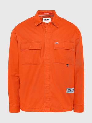 Red Tommy Hilfiger Tommy Jeans Tech Organic Cotton Twill Overshirt Men's Shirts | TH943XBO