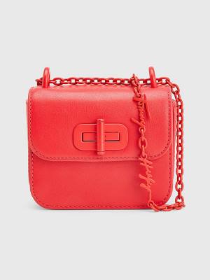 Red Tommy Hilfiger Turn Lock Tonal Micro Crossover Women's Bags | TH426WZS