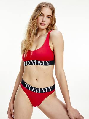 Red Tommy Hilfiger Ultra Soft Logo Underband Bralette Women's Underwear | TH847AXF