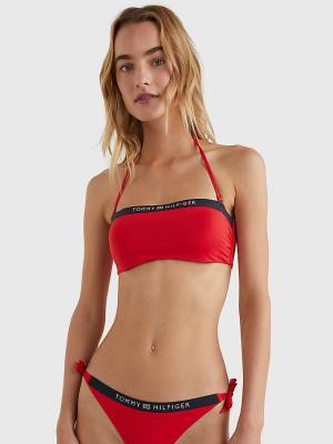 Red Tommy Hilfiger Underwired Unpadded Bandeau Bikini Top Women's Swimwear | TH612KOS