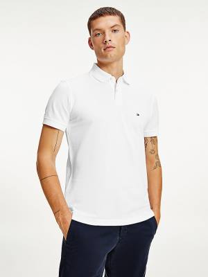 White Tommy Hilfiger 1985 Essential TH Flex Men's Polo Shirts | TH427TML