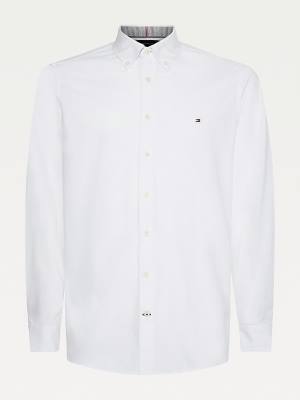 White Tommy Hilfiger 1985 TH Flex Slim Fit Men's Shirts | TH806UFQ