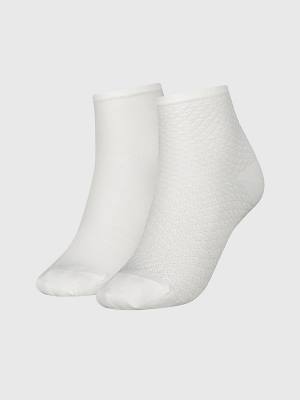 White Tommy Hilfiger 2-Pack Palm Leaves Short Women's Socks | TH537RZB