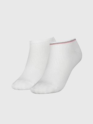 White Tommy Hilfiger 2-Pack Ribbed Trainer Women's Socks | TH152JZP