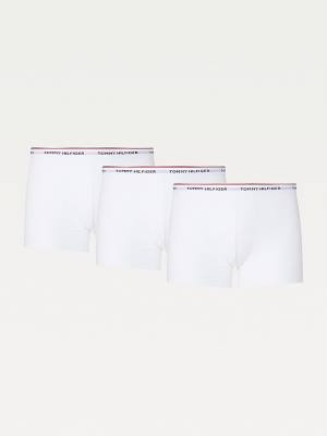 White Tommy Hilfiger 3-Pack Premium Logo Waistband Trunks Men's Underwear | TH425WKQ