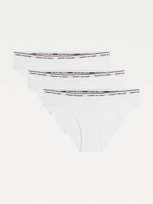 White Tommy Hilfiger 3-Pack Stretch Cotton Briefs Women's Underwear | TH794MOJ