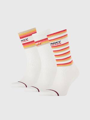 White Tommy Hilfiger 3-Pack Stripe Gift Box Men's Socks | TH093LUD