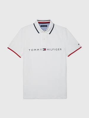 White Tommy Hilfiger Adaptive Contrast Men's Polo Shirts | TH324ATU