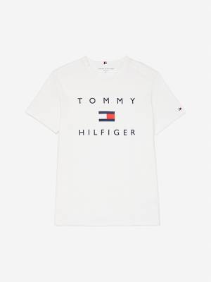 White Tommy Hilfiger Adaptive Pure Cotton Logo Men's T Shirts | TH156VOD