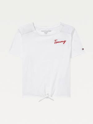 White Tommy Hilfiger Adaptive Tie-Front Girls' T Shirts | TH284BKV