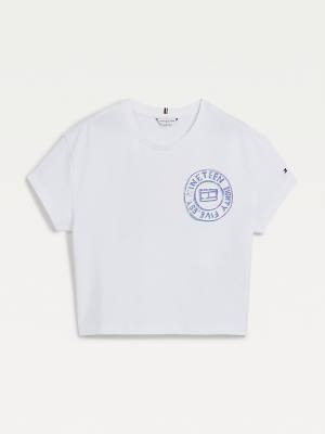 White Tommy Hilfiger Back Print Recycled Girls' T Shirts | TH056NQB