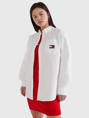 White Tommy Hilfiger Boyfriend Fit Women's Shirts | TH604MKE