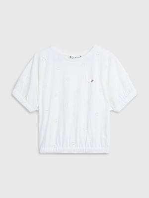 White Tommy Hilfiger Broderie Anglaise Girls' T Shirts | TH953REU