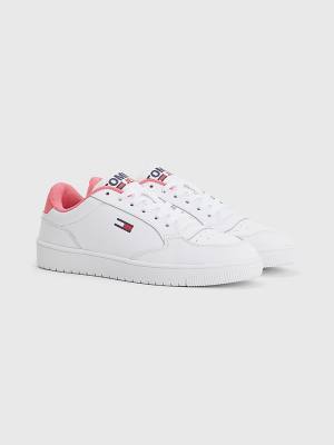 White Tommy Hilfiger Classic Leather Cupsole Women's Sneakers | TH180LDG