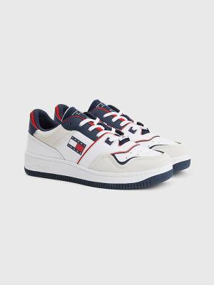 White Tommy Hilfiger Colour-Blocked Basket Men's Sneakers | TH865MEL