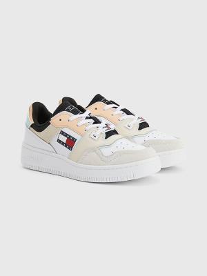 White Tommy Hilfiger Colour-Blocked Basket Women's Sneakers | TH978WPG