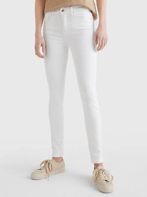 White Tommy Hilfiger Como Mid Rise Skinny TH Flex Women's Jeans | TH570FXS