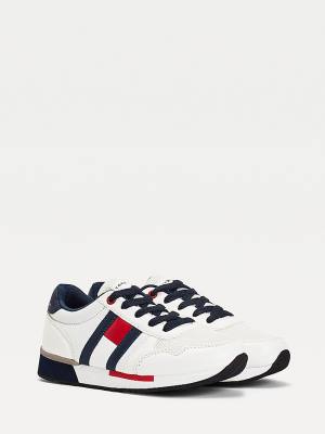 White Tommy Hilfiger Contrast Detail Low-Top Boys' Sneakers | TH650VWG