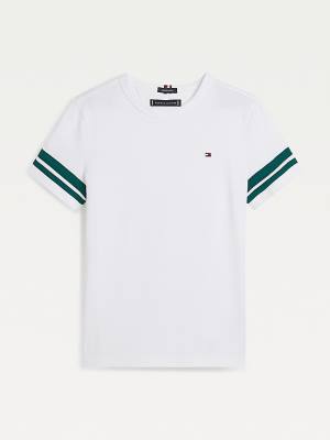 White Tommy Hilfiger Contrast Sleeve Boys' T Shirts | TH217DQK