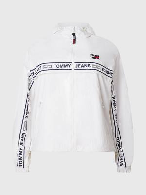 White Tommy Hilfiger Curve Logo Tape Chicago Windbreaker Women's Jackets | TH358JVR