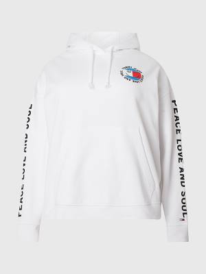 White Tommy Hilfiger Curve Peace Logo Women's Hoodie | TH786YWS