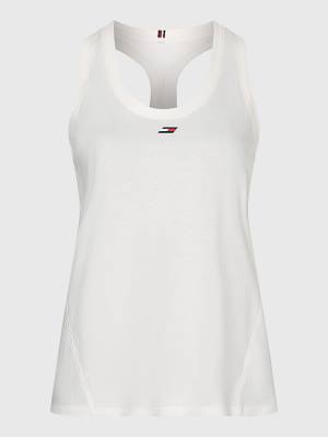 White Tommy Hilfiger Curve Sport Organic Cotton Tank Top Women's T Shirts | TH423OYT