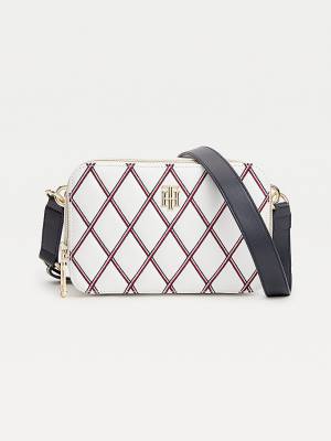 White Tommy Hilfiger Diamond Quilted Monogram Camera Women's Bags | TH107XFN