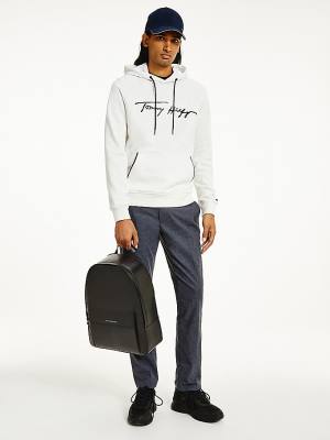 White Tommy Hilfiger Elevated TH Signature Men's Hoodie | TH321MSD