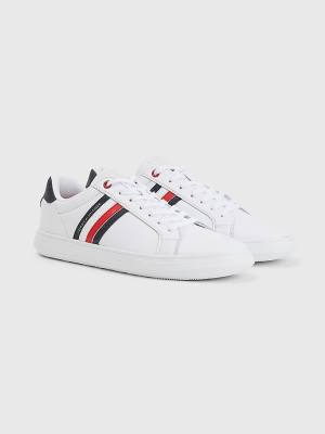 White Tommy Hilfiger Essential Leather Cupsole Men's Sneakers | TH043IUB