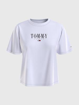 White Tommy Hilfiger Essential Logo Jersey Women's T Shirts | TH471TPD