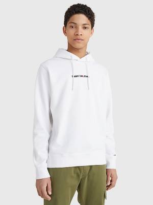 White Tommy Hilfiger Essential Logo Men's Hoodie | TH569MZN