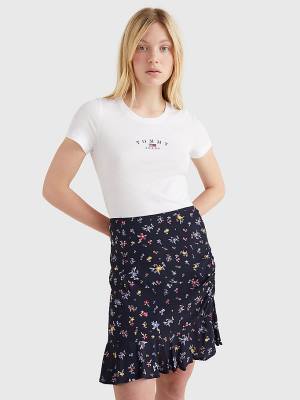 White Tommy Hilfiger Essential Logo Skinny Fit Women's T Shirts | TH169GXF