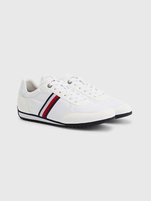 White Tommy Hilfiger Essential Mesh Signature Tape Men's Sneakers | TH820NYM