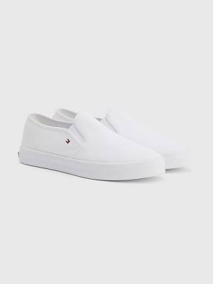 White Tommy Hilfiger Essential Nautical Slip-On Women's Sneakers | TH876ESC