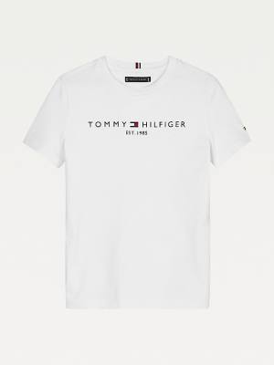 White Tommy Hilfiger Essential Organic Cotton Logo Girls' T Shirts | TH369KAI