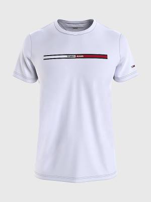 White Tommy Hilfiger Essential Organic Cotton Flag Men's T Shirts | TH503QOY