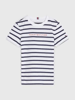 White Tommy Hilfiger Essential Stripe Boys' T Shirts | TH195MLD