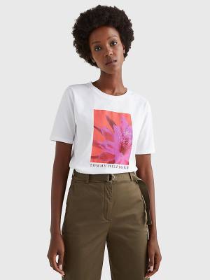 White Tommy Hilfiger Floral Print Organic Cotton Women's T Shirts | TH965JPT