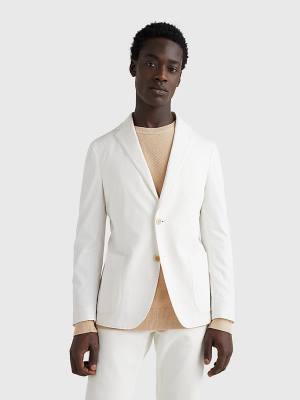 White Tommy Hilfiger Garment-Dyed Slim Fit Men's Blazers | TH154HJS