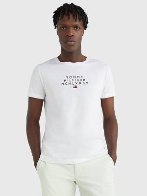 White Tommy Hilfiger Graphic Logo Men's T Shirts | TH348ZVM