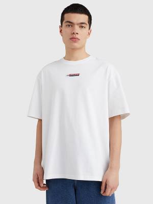 White Tommy Hilfiger Heritage Organic Cotton Logo Patch Men's T Shirts | TH384ZCW