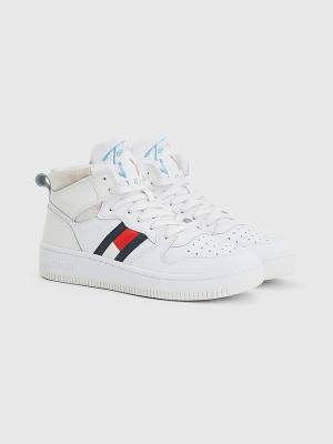 White Tommy Hilfiger High-Top Basketball Women's Sneakers | TH217GHV